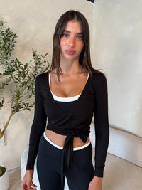 Black Wrap LS Top