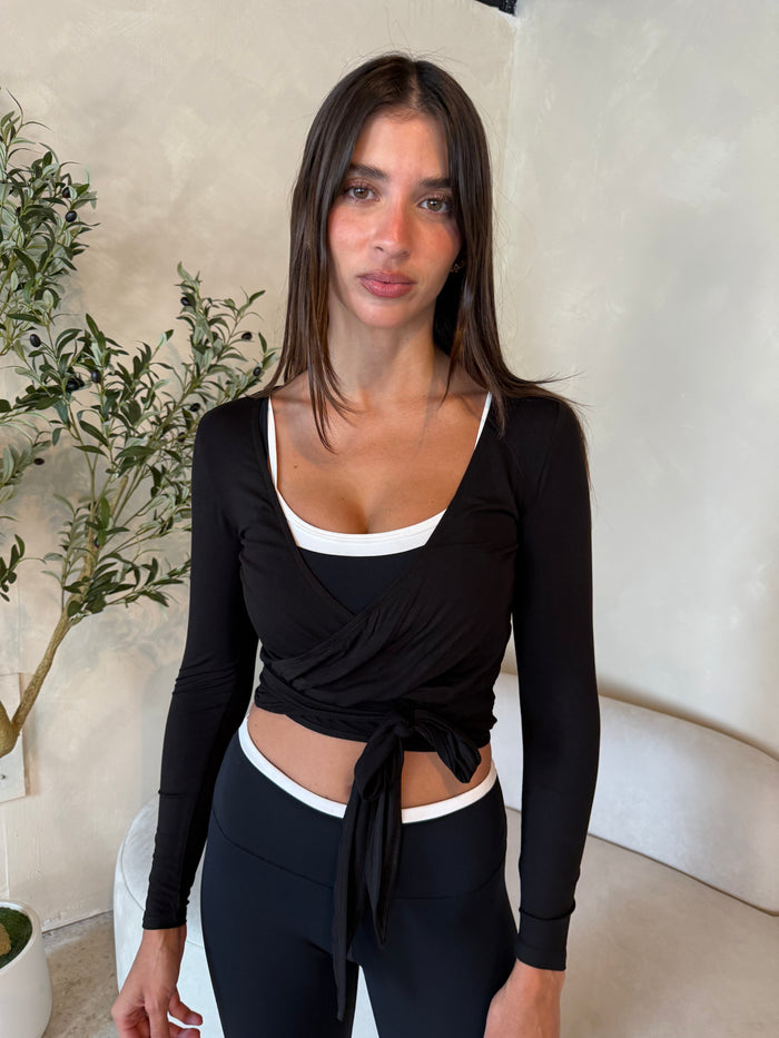 Black Wrap LS Top