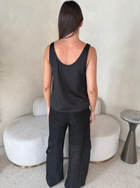 Black Lace Woven  Pants