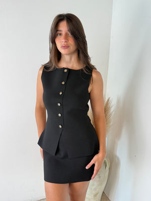 Knit Buttondown Top & Skirt Set