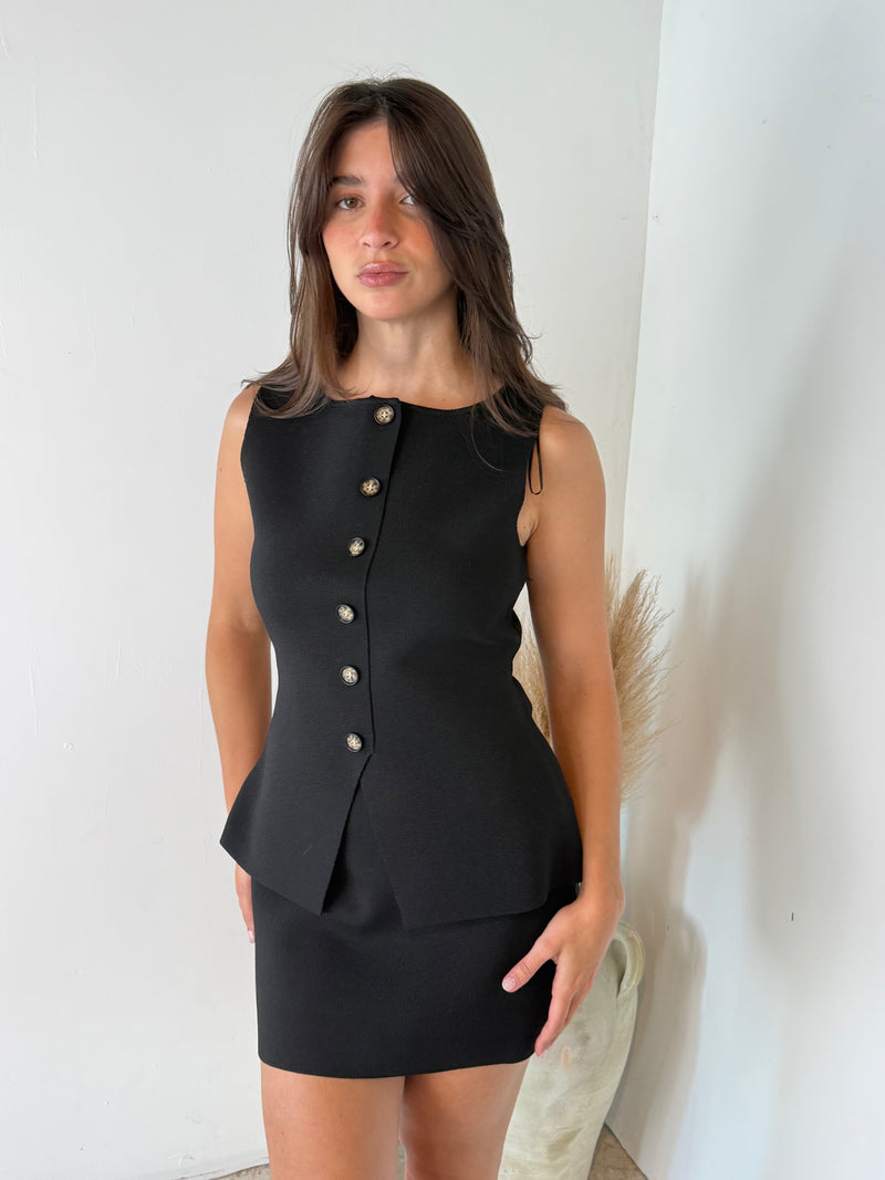 Knit Buttondown Top & Skirt Set