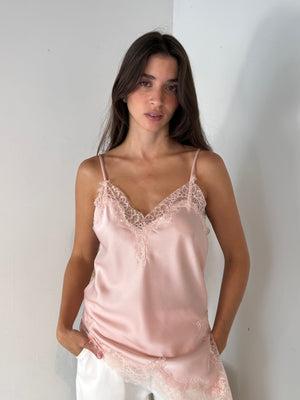 Pink Pastel Lace Satin Top