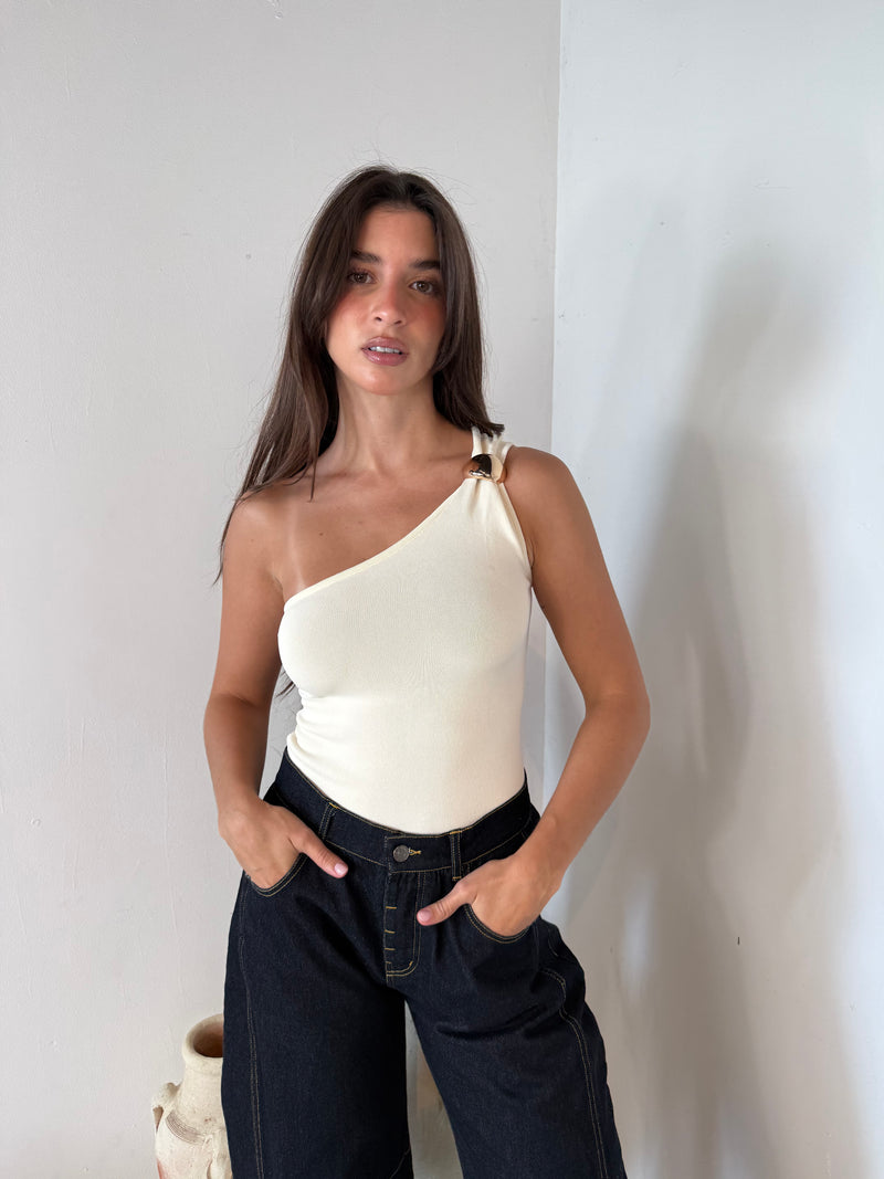 One Shoulder Gold Hardware Top