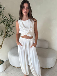 Ivory Crop Top & Pant Set
