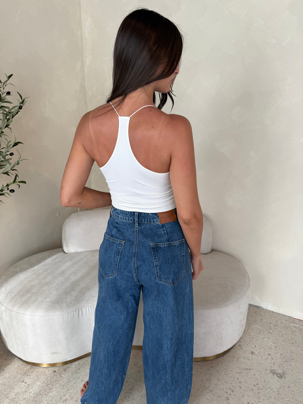 Blue Wash Mid Rise Snap Jeans
