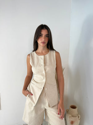 Linen Vest & Bermuda Set