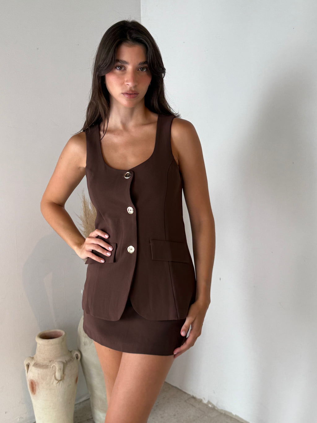 Choco Vest & Skirt Set
