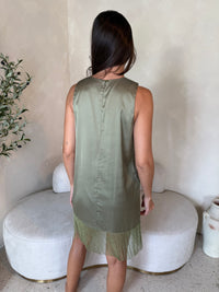 Olive Fringe Mini Dress