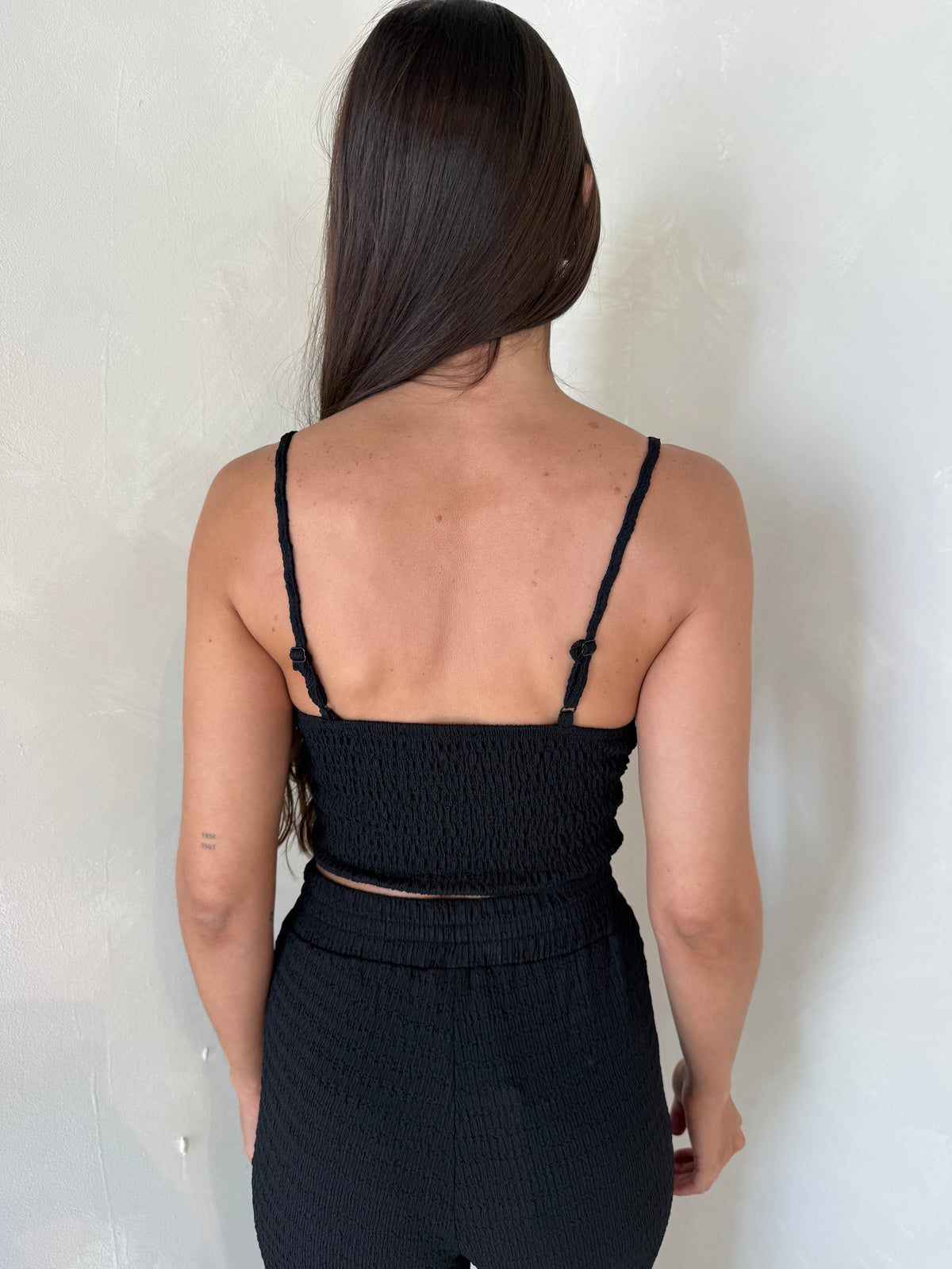Black Smocked Top & Pant Set