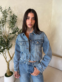 LS Denim Button Down Jacket & Jean Set