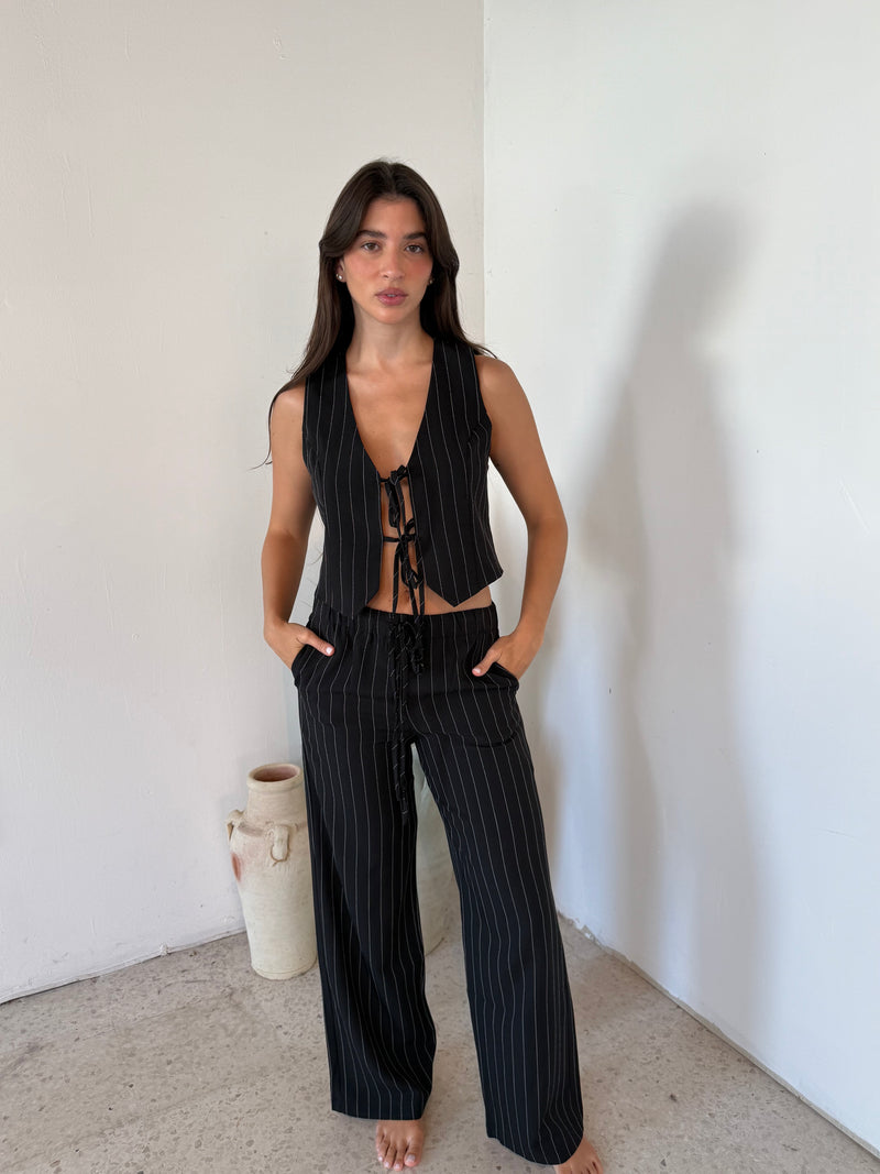 Black Stripe Vest & Trouser Set