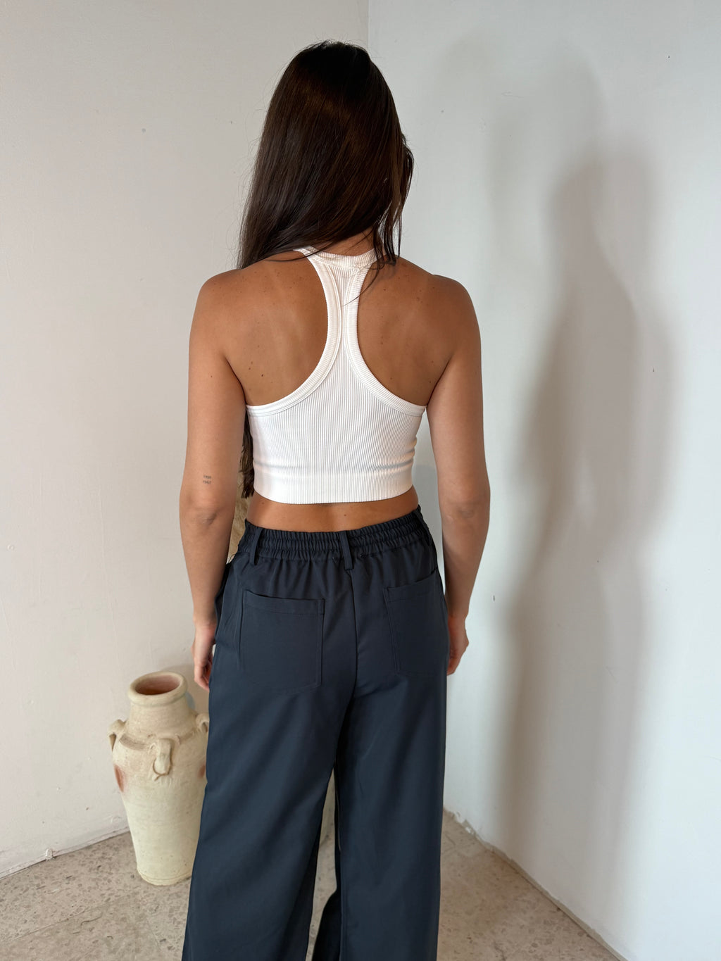 Navy Zipper Trousers