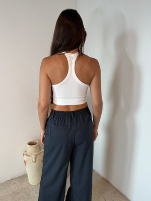 Navy Zipper Trousers