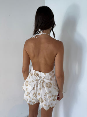 Embroidered Eyelet Halter Top & Short Set
