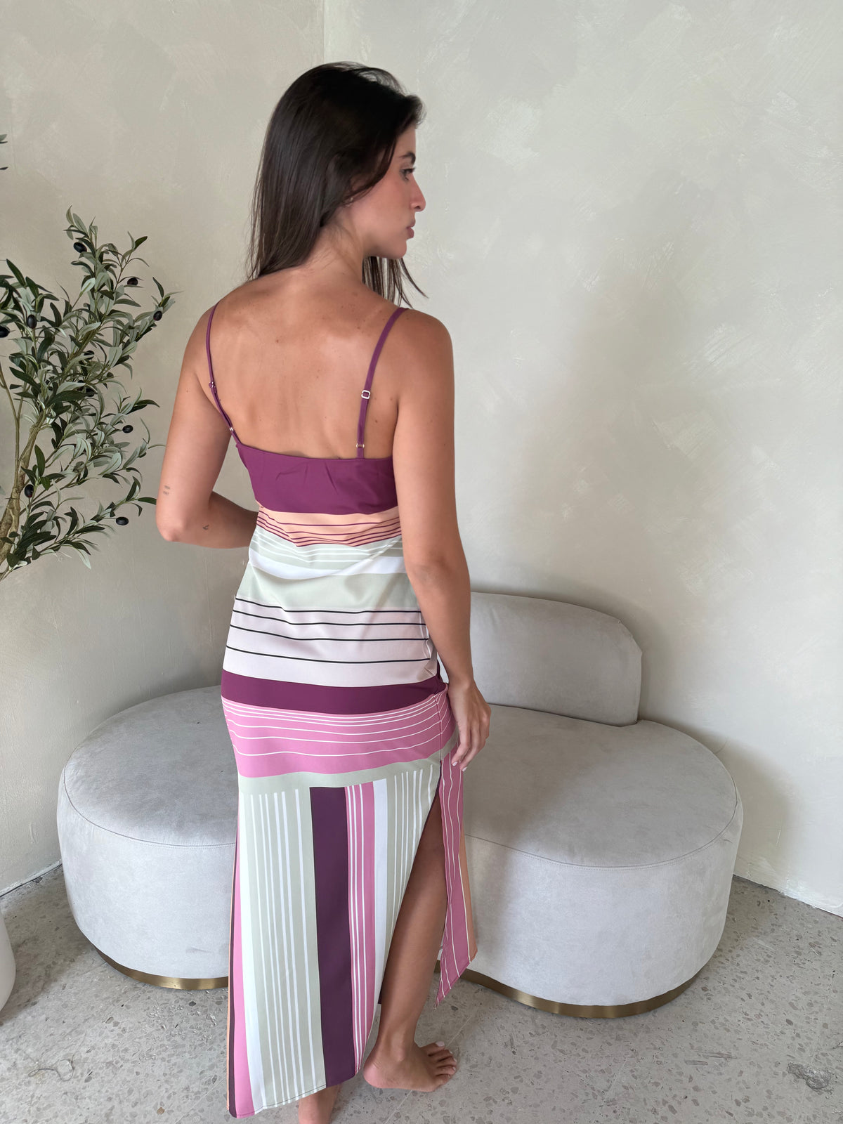 Stripe Strappy Maxi Dress
