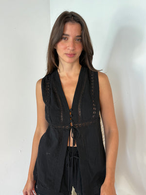 Black Eyelet Top & Short Set