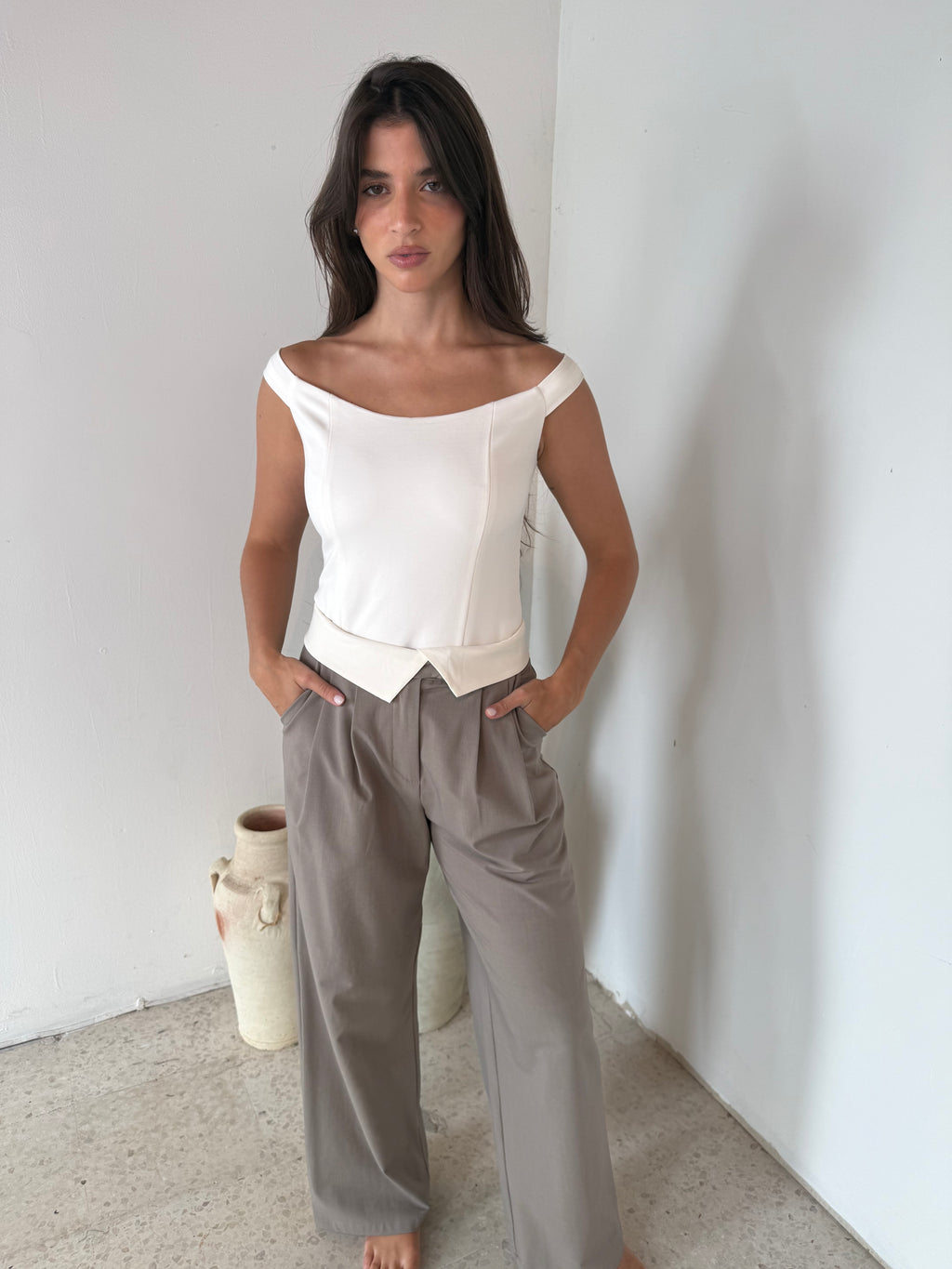 Front Pleated Wide Leg Pants