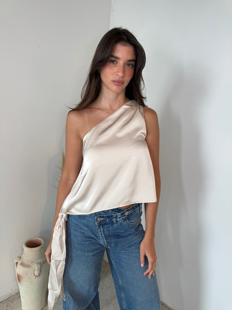 Champagne One Shoulder Blouse