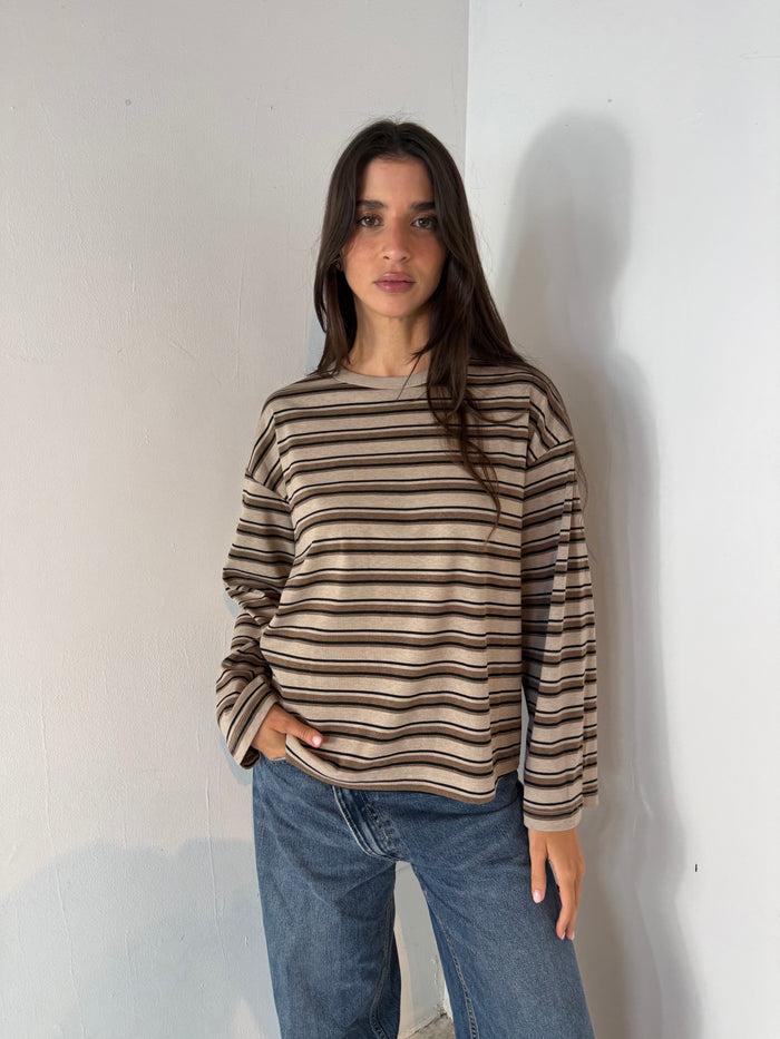 Mocha Black Stripe Top