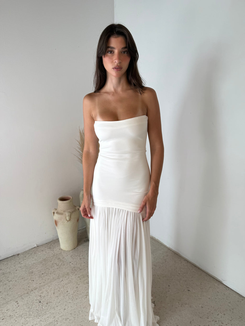 Strapless Pleated Dress
