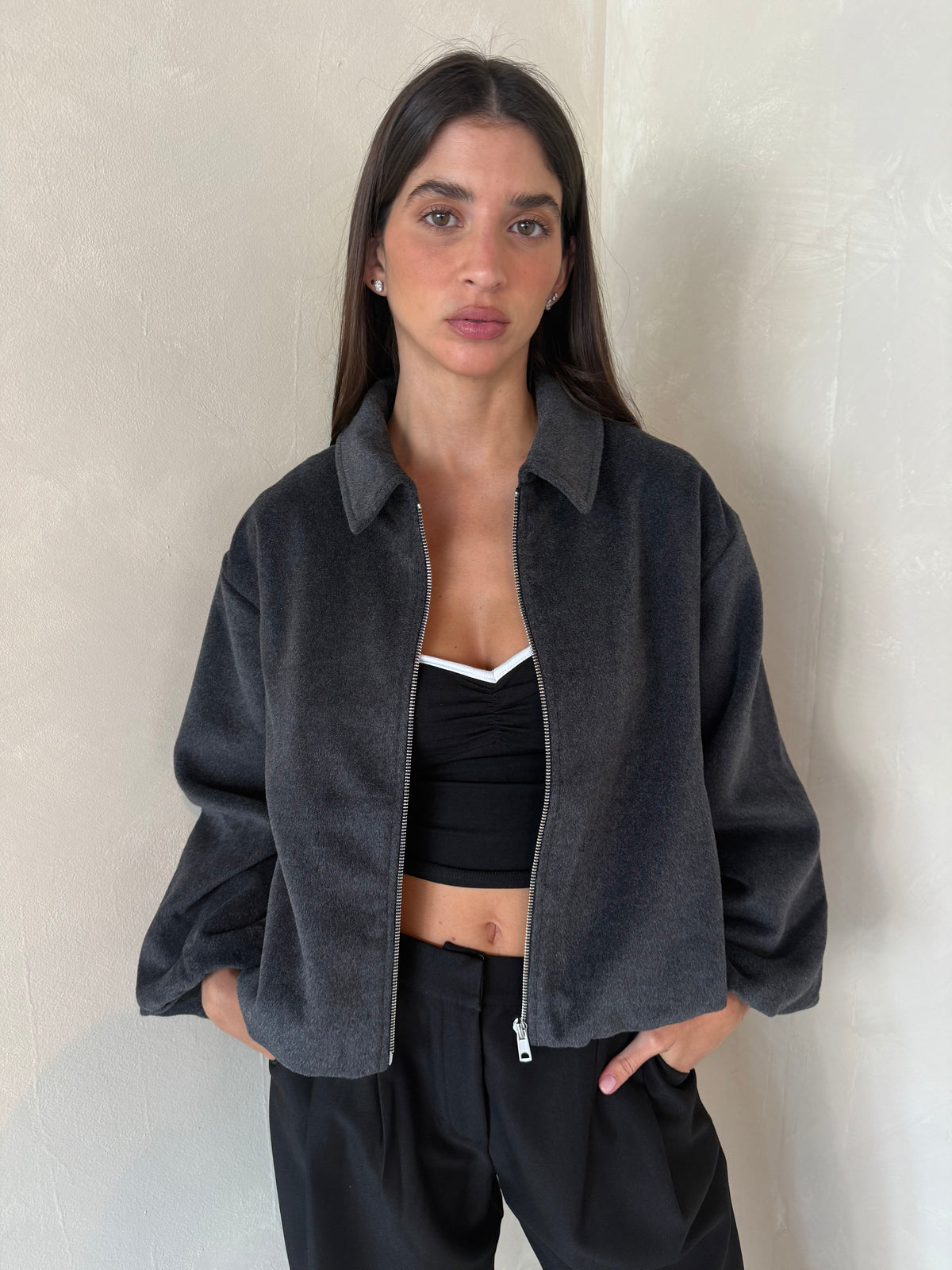 Charcoal Collar Jacket