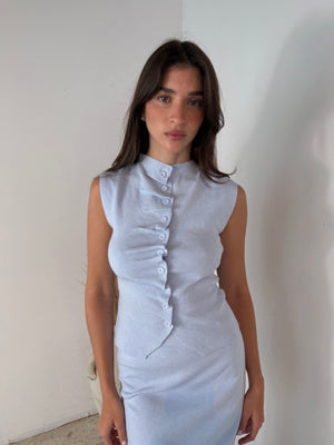 Pleated Front Top & Skirt Set