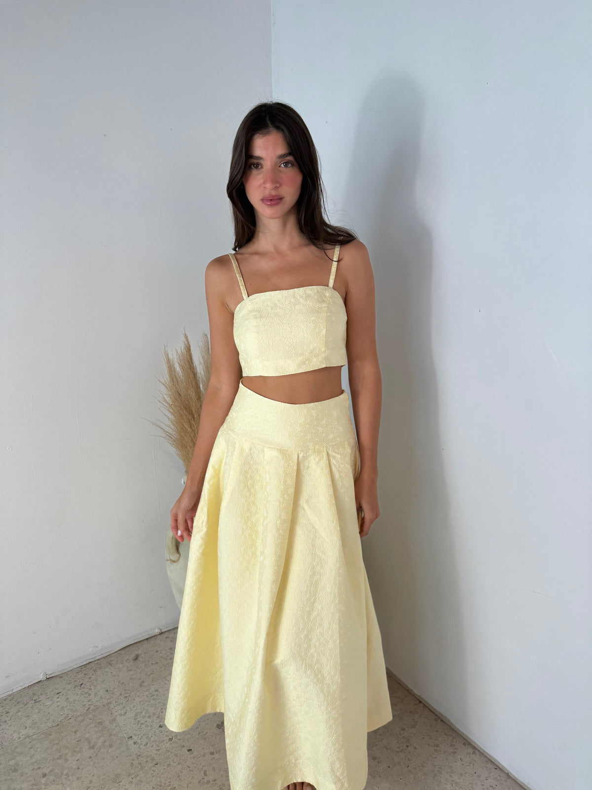 Bonding Lace Crop Top And Midi Skirt Set