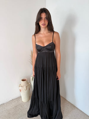 Black Bustier Maxi Dress