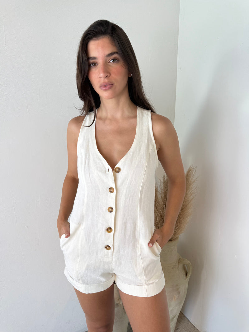 Buttondown Linen Romper