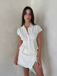 Polka Button Down Top & Skort Set