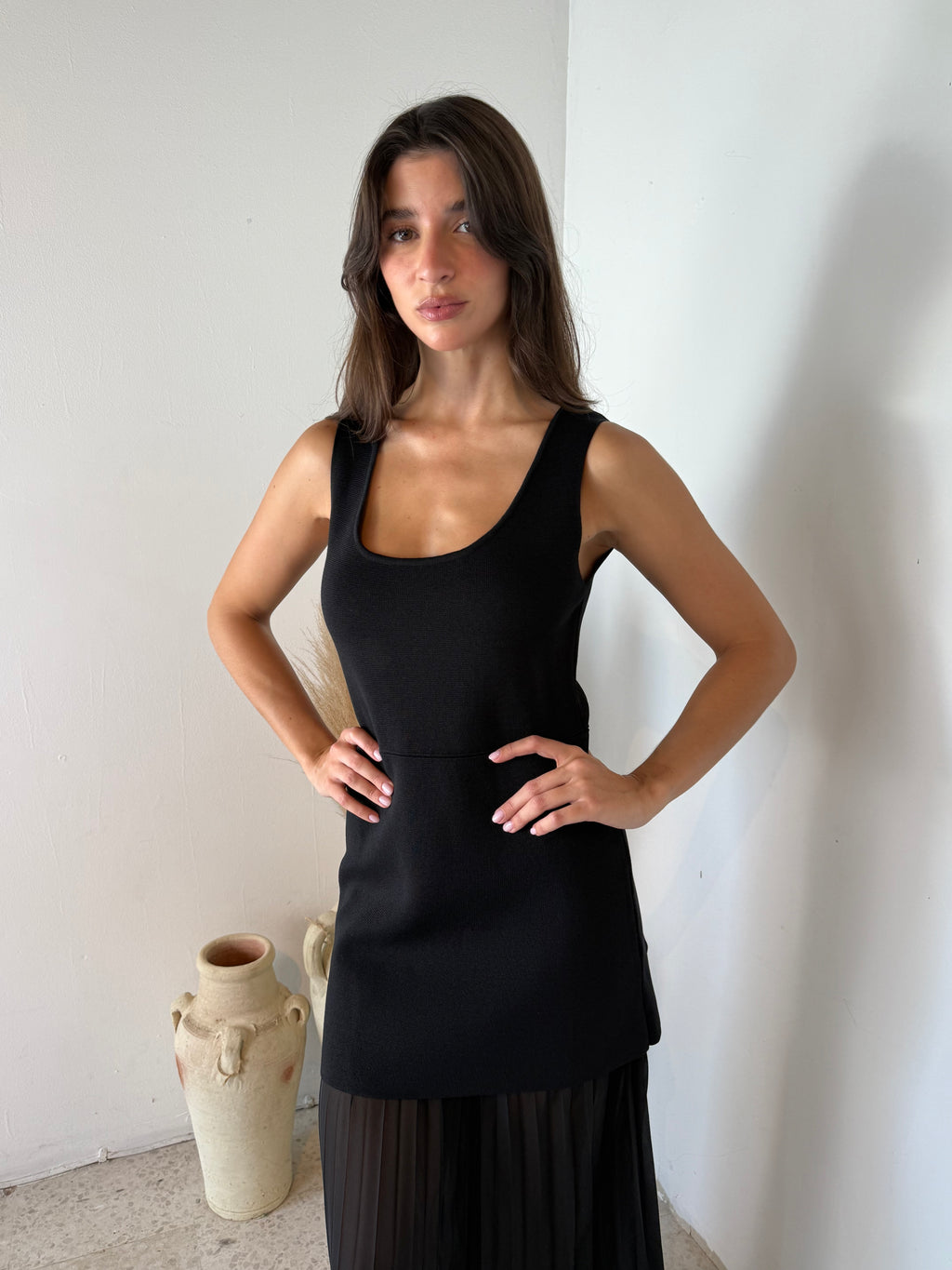 Black Pleated Dress