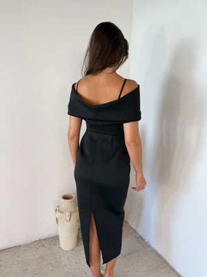 Black Scuba Midi Dress