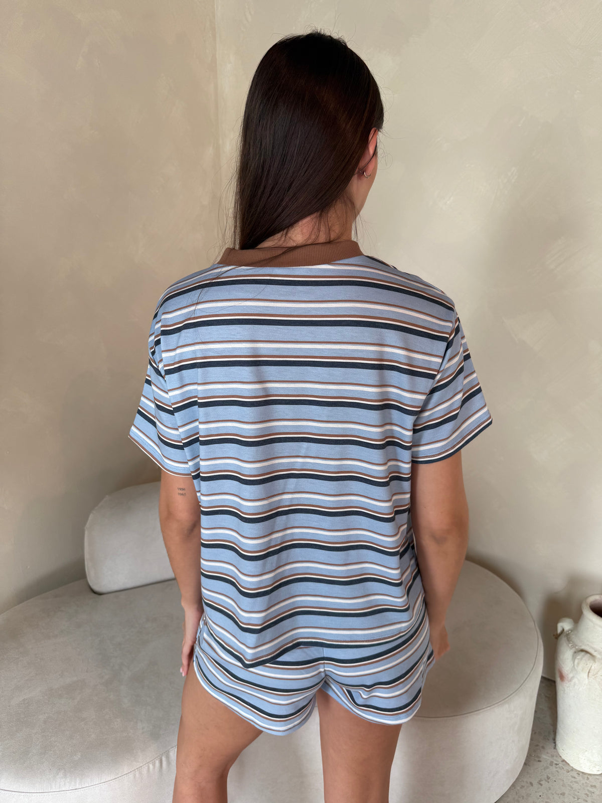 Stripe SS Top & Short Set