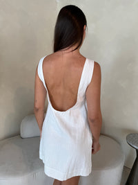 White Linen Open Back Sun Dress