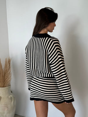 Stripe Relaxed LS Top & Wrap Skirt Set