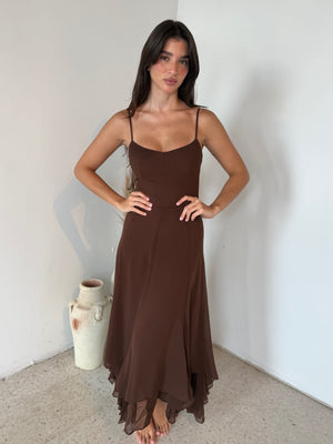Strappy Ruffle Maxi Dress
