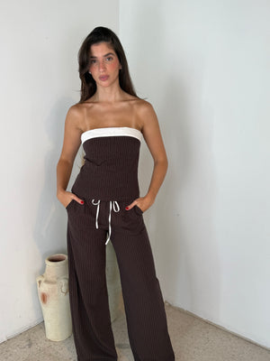 Choco Stripe Top & Pant Set