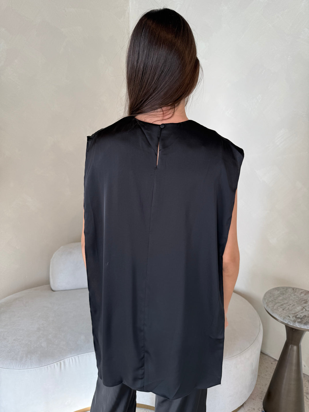 Black Satin Cape Top