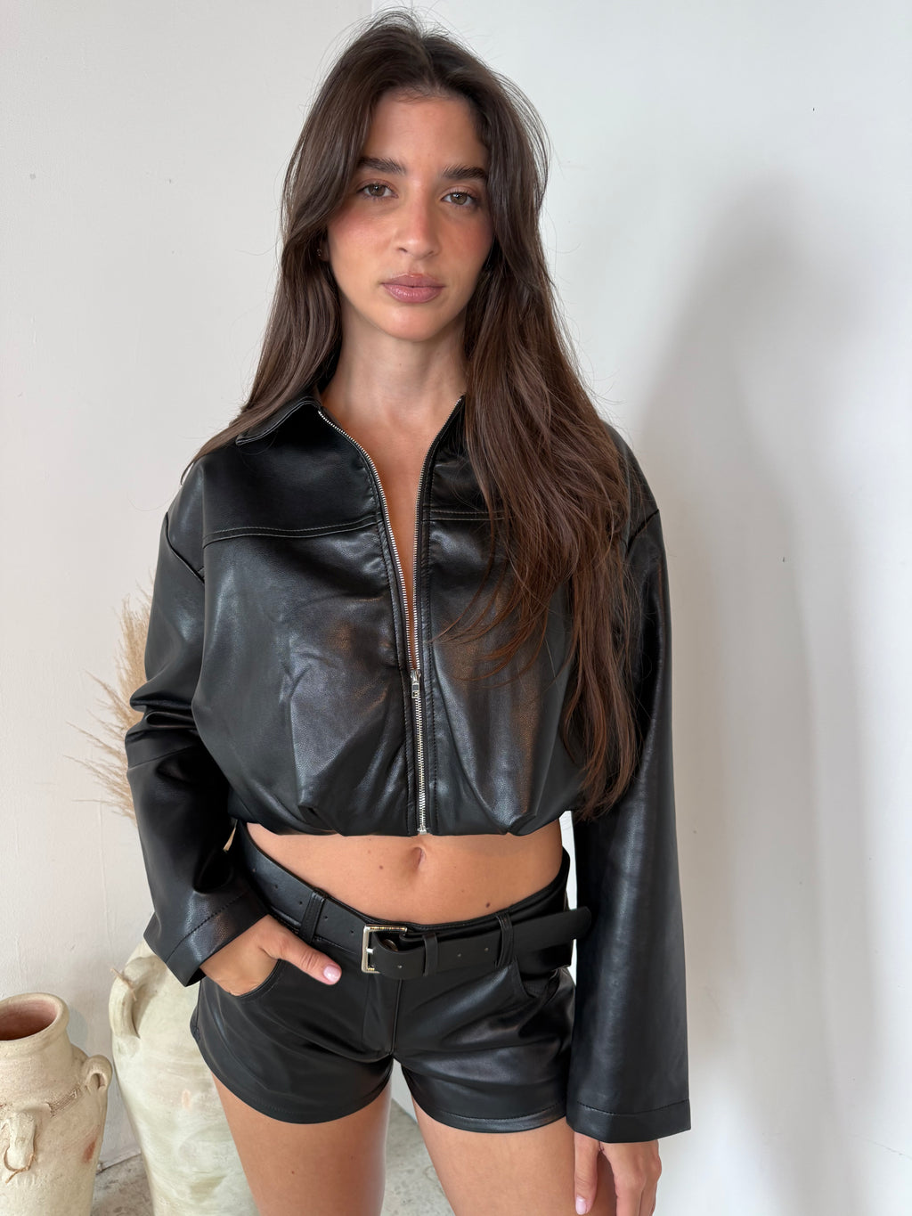PU Cropped Jacket