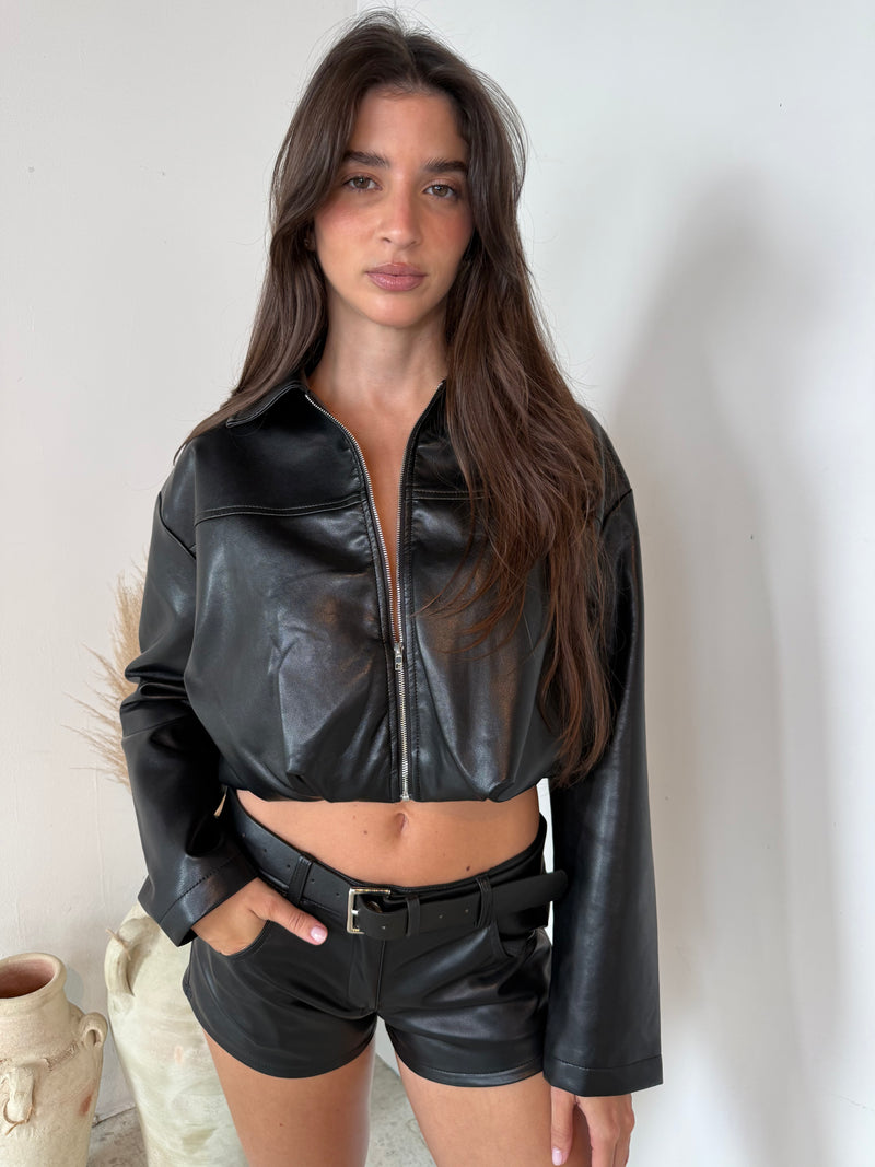 PU Cropped Jacket