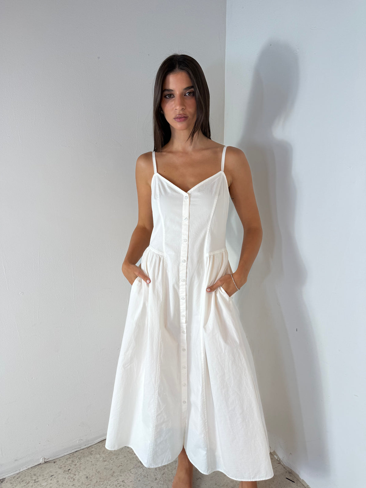 Button Front Cami Midi Dress