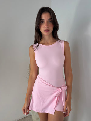 Sleeveless Wrap Tie Front Dress