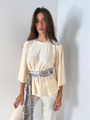 Butter Top & Wide Leg Pants with Scarf