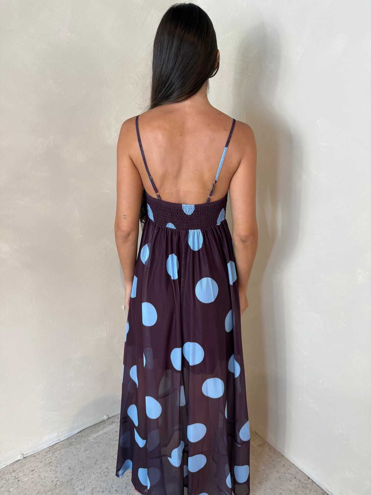 Mesh Polka Maxi Dress