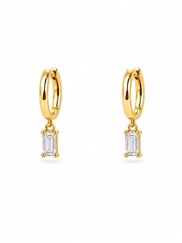 Diamond Drop Huggie Earrings