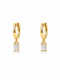 Diamond Drop Huggie Earrings