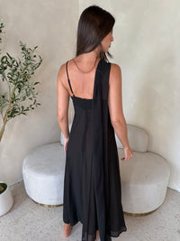 Black Slip Dress & Scarf