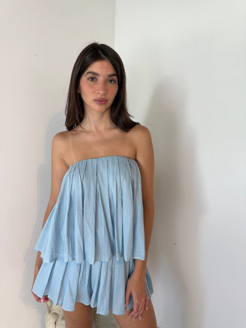 Strapless Pleated Top & Short Set