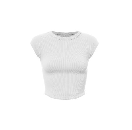 RIBBED WIDE CREWNECK  CROP TEE