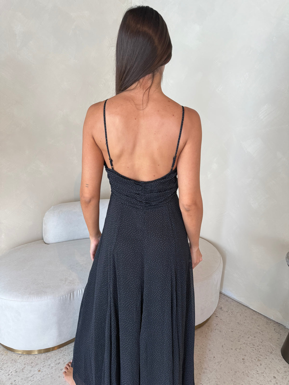 Mini Polka Dot Chiffon Maxi Dress